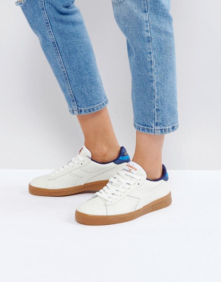 Diadora Game L Low Sneakers In White And Blue - White