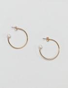 Monki Pearl Detail Hoop Earrings - Gold