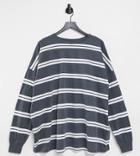 Asos Design Curve Long Sleeve T-shirt With Cuffs And Double Stripe In Charcoal-multi