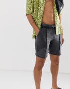 Asos Design Jersey Skinny Shorts With Color Block And Acid Wash In Black