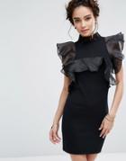 Endless Rose Exaggerated Ruffle Mini Dress - Black