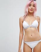Free Society Silver Shimmer Elastic Bikini Bottoms - White