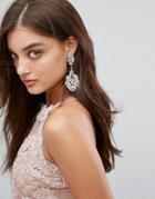True Decadence Embellished Oval Detail Drop Statement Earrings - Gold
