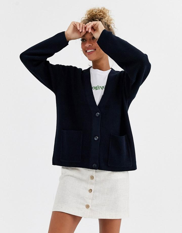 Pieces Button Through Cardigan - Navy