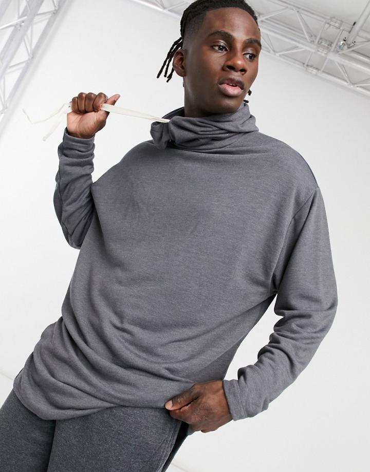 Asos Design Oversized Longer Length Hoodie In Washed Black Super Soft Viscose