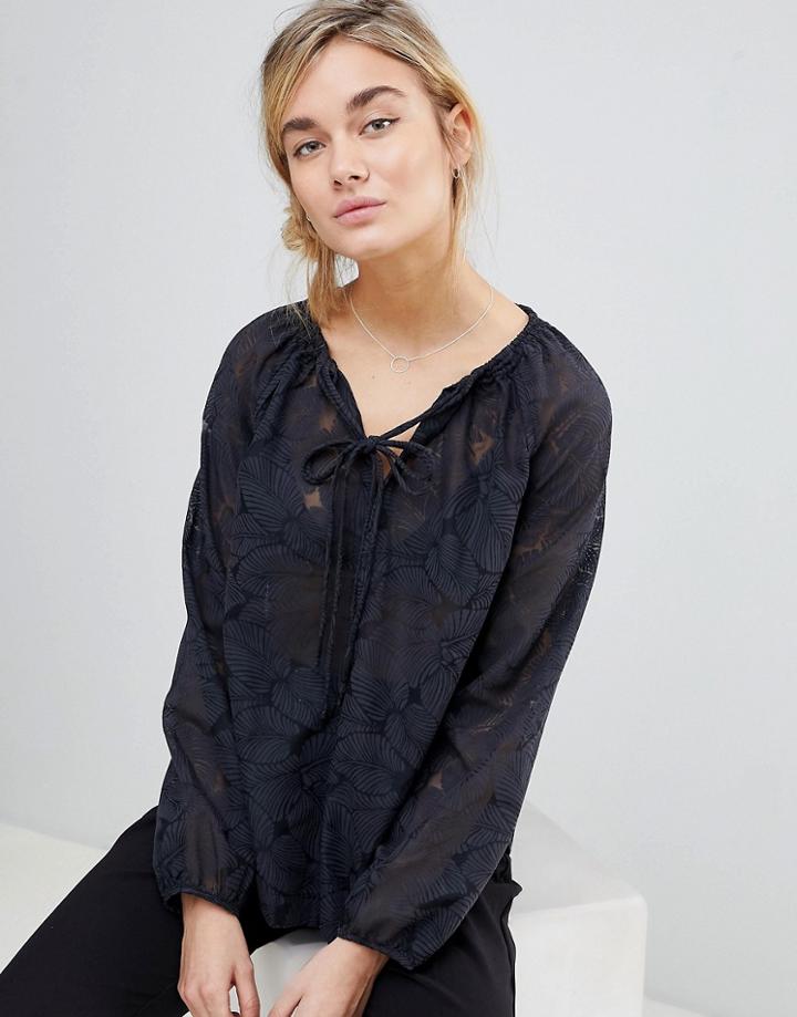 See U Soon Lace Blouse With Tie Neck - Black