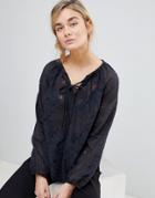 See U Soon Lace Blouse With Tie Neck - Black