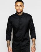 Religion Shirt With Skull Collar Tips In Regular Fit - Washed Black