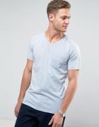Redefined Rebel V-neck Pocket T-shirt In Marl - Blue