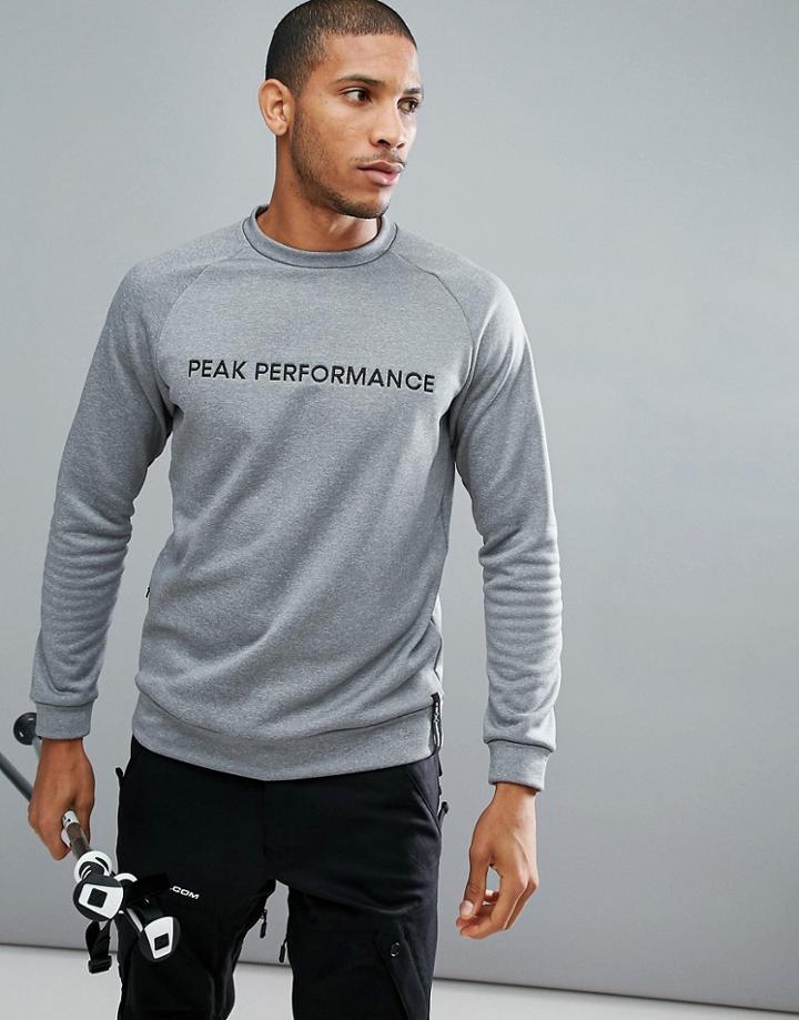 Peak Performance Goldeck Crew Neck Logo Sweat In Gray - Gray