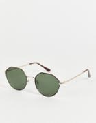 Aj Morgan Agenda Hex Round Sunglasses In Gold Brown