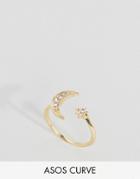 Asos Curve Moon & Star Open Ring - Gold