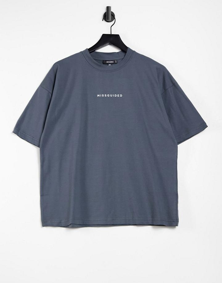 Missguided Oversized T-shirt In Gray-grey