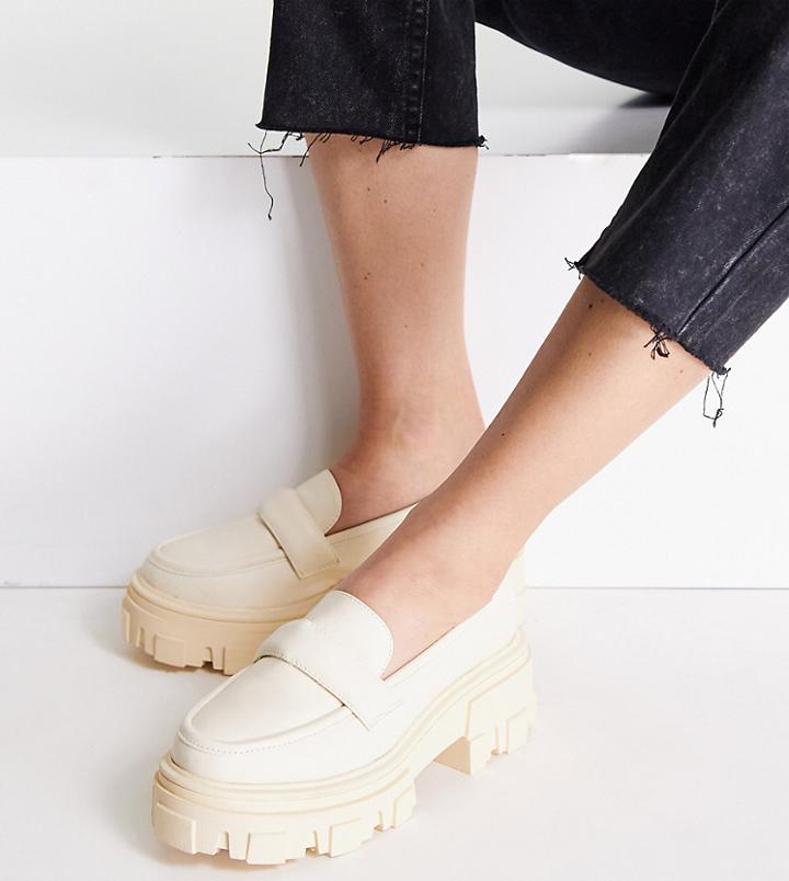 Asos Design Wide Fit Movable Padded Chunky Loafers In Off White Drench