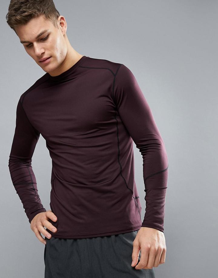 New Look Sport Long Sleeve Top In Burgundy - Red