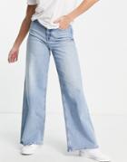 Selected Femme Organic Cotton Laura Wide Leg Jeans In Medium Blue-blues