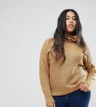 Brave Soul Plus Central Roll Neck Sweater - Yellow