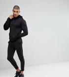 Asos Tall Tracksuit Hoodie/ Skinny Joggers In Poly Tricot - Black