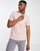 Asos Design Jersey Polo In Light Pink