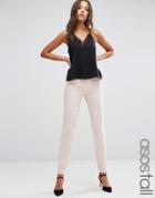Asos Tall Ankle Grazer Cigarette Pants In Crepe - Pink