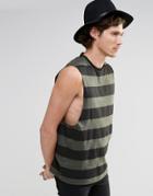 Asos Stripe Sleeveless T-shirt With And Dropped Armhole