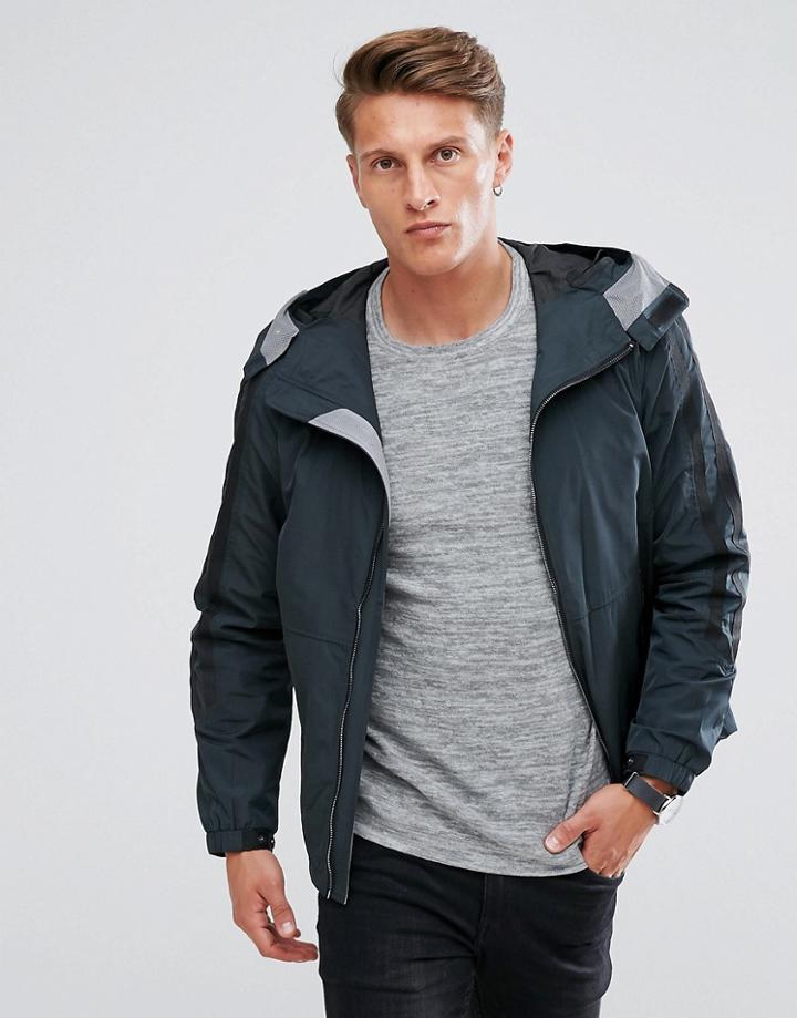 Jack & Jones Core Hooded Jacket With Storm Mask Feature - Navy