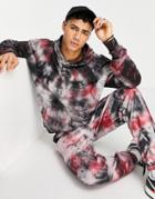 Good For Nothing Distort Oversized Tie Dye Hoodie - Part Of A Set-black