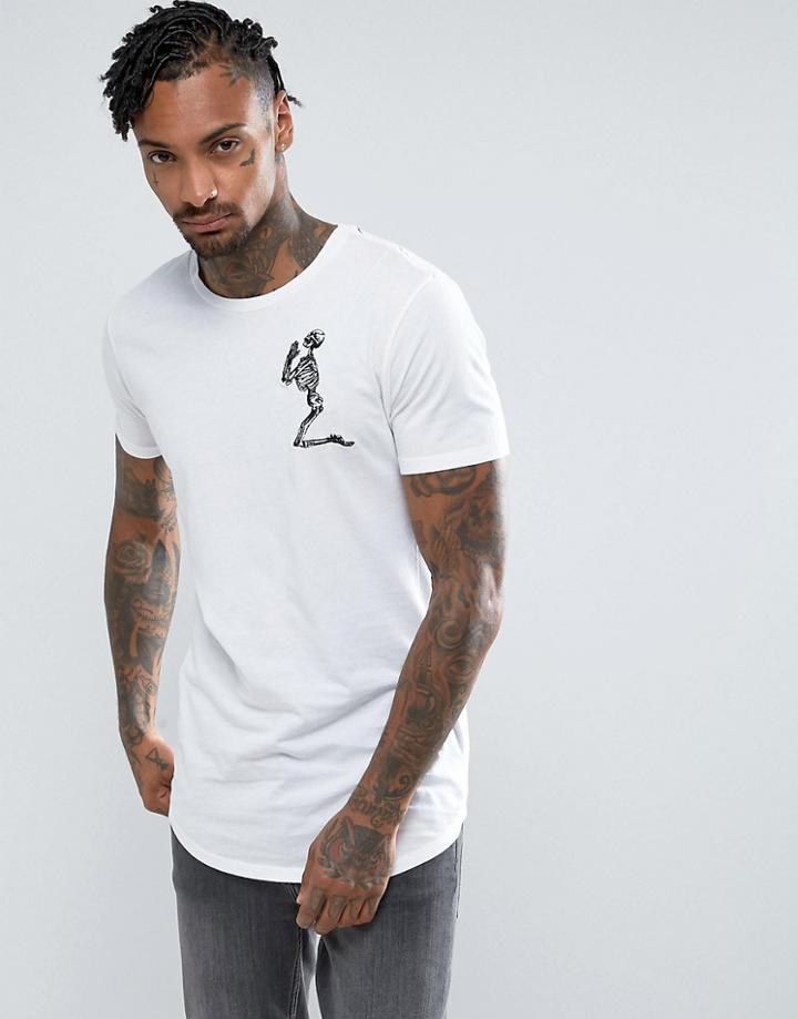 Religion T-shirt With Praying Skeleton - White