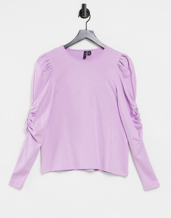 Vero Moda Top With Puff Sleeves And Deep Cuffs In Lilac-purple