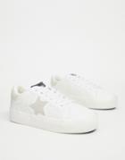 Steve Madden Starling Flatform Sneakers In White And Silver