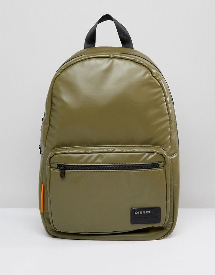 Diesel Logo Backpack In Khaki - Green