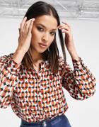 Object Geometric Satin Shirt In Rust - Part Of A Set-copper