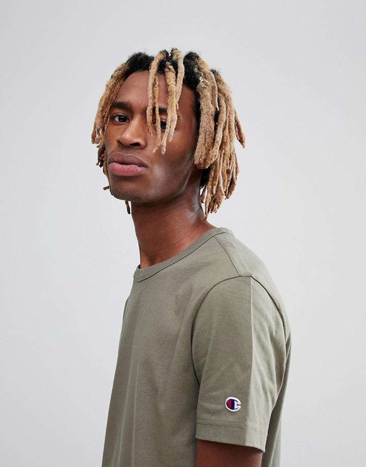 Champion T-shirt With Sleeve Logo In Green - Green