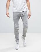 Redefined Rebel Skinny Fit Jeans In Gray With Distressing - Gray