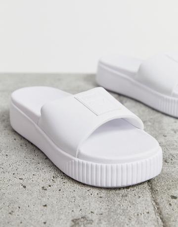 Puma Platform White Sliders - White