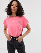 Cheap Monday Organic Cotton T-shirt With Tiny Skull Logo - Pink