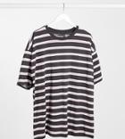 Asos Design Tall Super Oversized T-shirt In Collegiate Stripe In Charcoal-multi