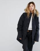 Carhartt Wip Anchorage Parka Jacket With Faux Fur Trimmed Hood - Black