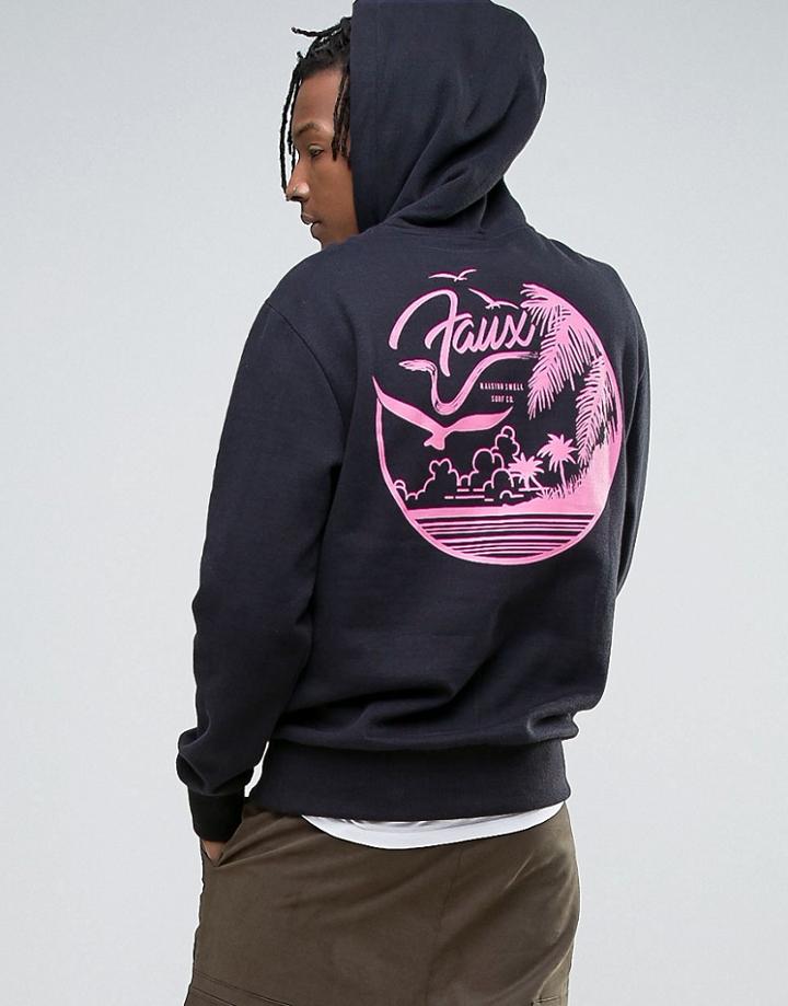 Friend Or Faux Havana Back Print Hoodie - Navy