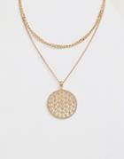 Ashiana Double Layered Disc Charm Necklace - Gold