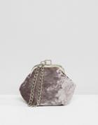 Missguided Velvet Clutch Bag With Chain Handle - Gray
