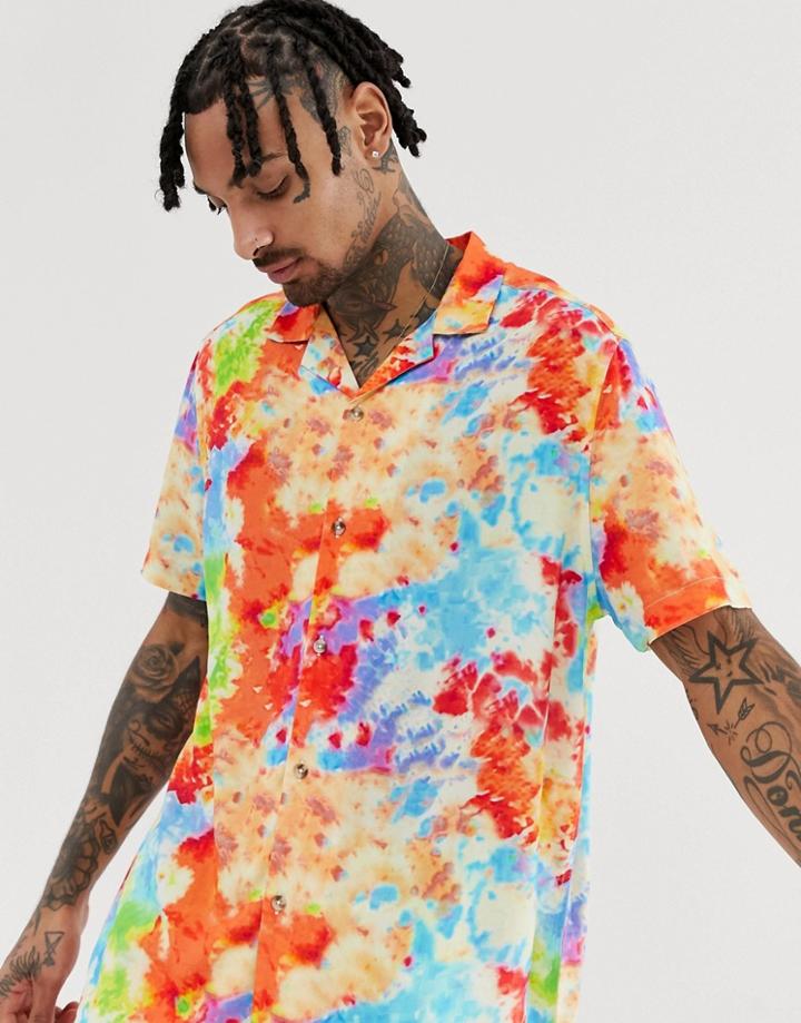 Asos Design Two-piece Regular Fit Tie Dye Shirt-multi