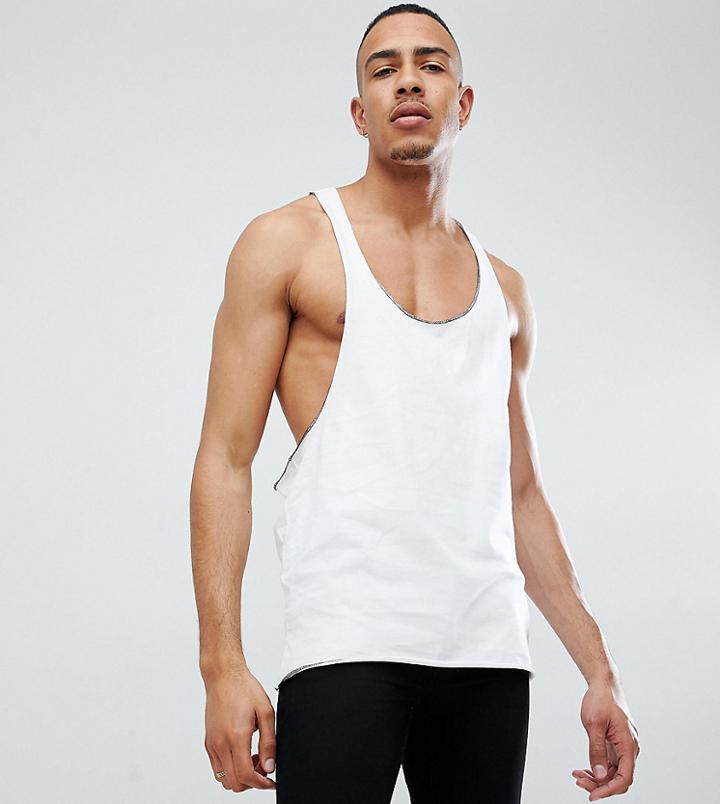 Asos Design Tall Extreme Racer Back Tank With Contrast Stitch - Multi