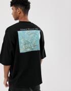 Asos Design Vincent Van Gogh Oversized T-shirt With Placement And Text Print-black