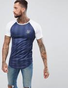 Siksilk Muscle T-shirt In Navy Stripe - Navy