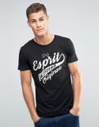 Esprit Crew Neck T-shirt With Print - Black