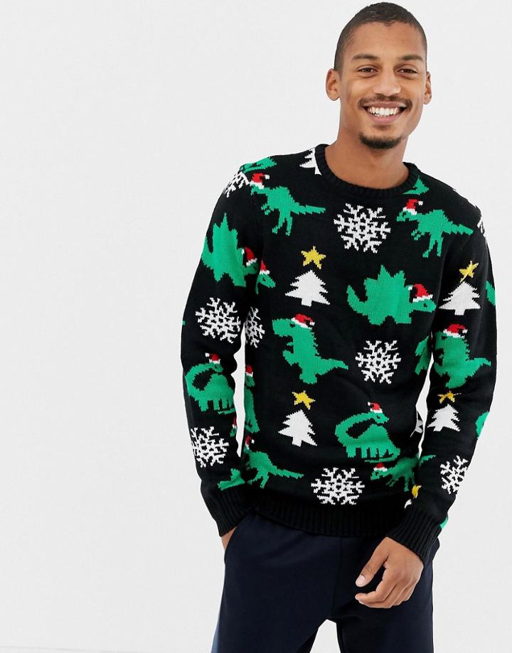 Another Influence Holidays Dinasour Sweater - Navy