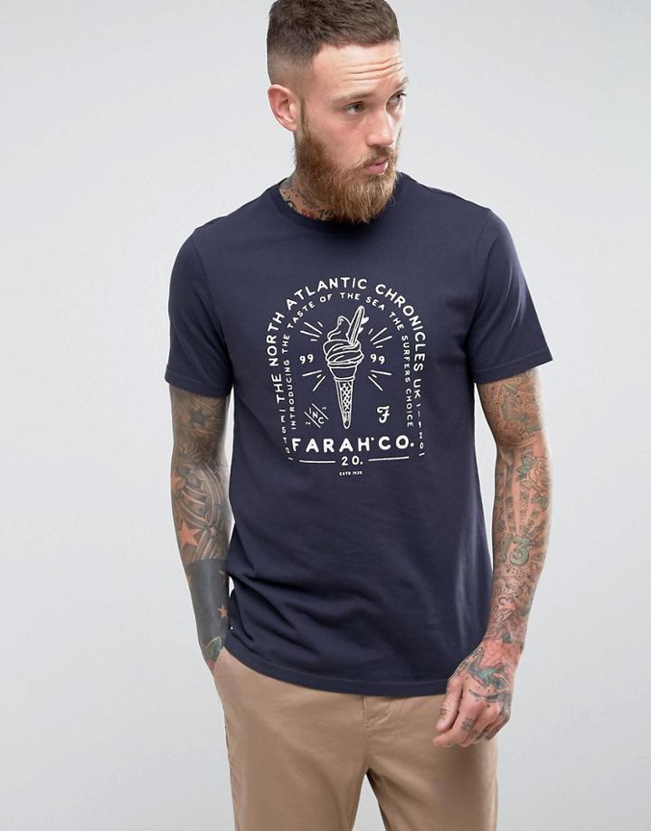Farah Northley Slim Fit Ice Cream Logo T-shirt Navy - Navy
