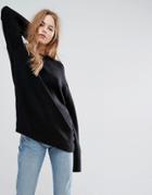 Asos Sweater In Fluffy Yarn With Crew Neck - Black