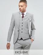 Heart & Dagger Super Skinny Suit Jacket In Summer Dogstooth - Gray